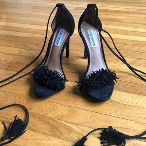 Steve Madden fringe ankle wrap sandals